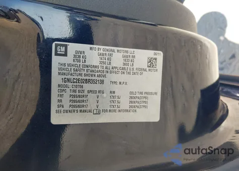 2011 Chevrolet Tahoe Commercial Fleet from USA, damaged, VIN 1GNLC2E02BR352138